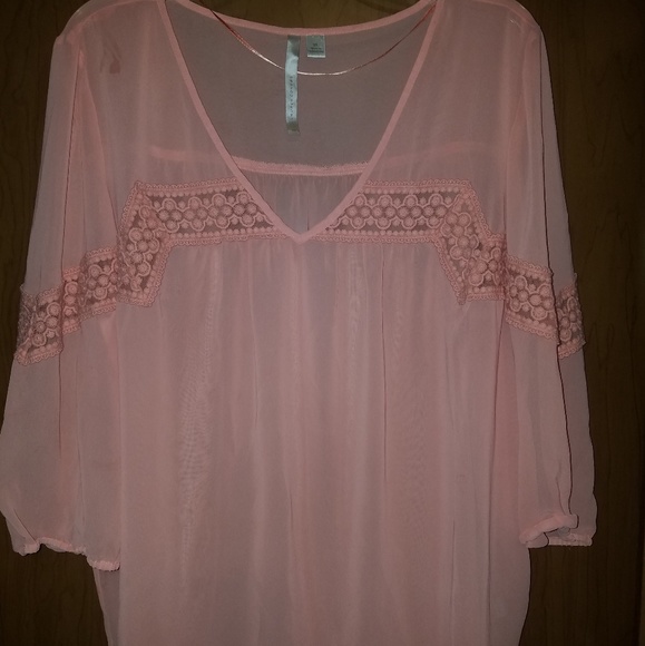 LC Lauren Conrad Tops - Lauren Conrad Sheer Pink Blouse